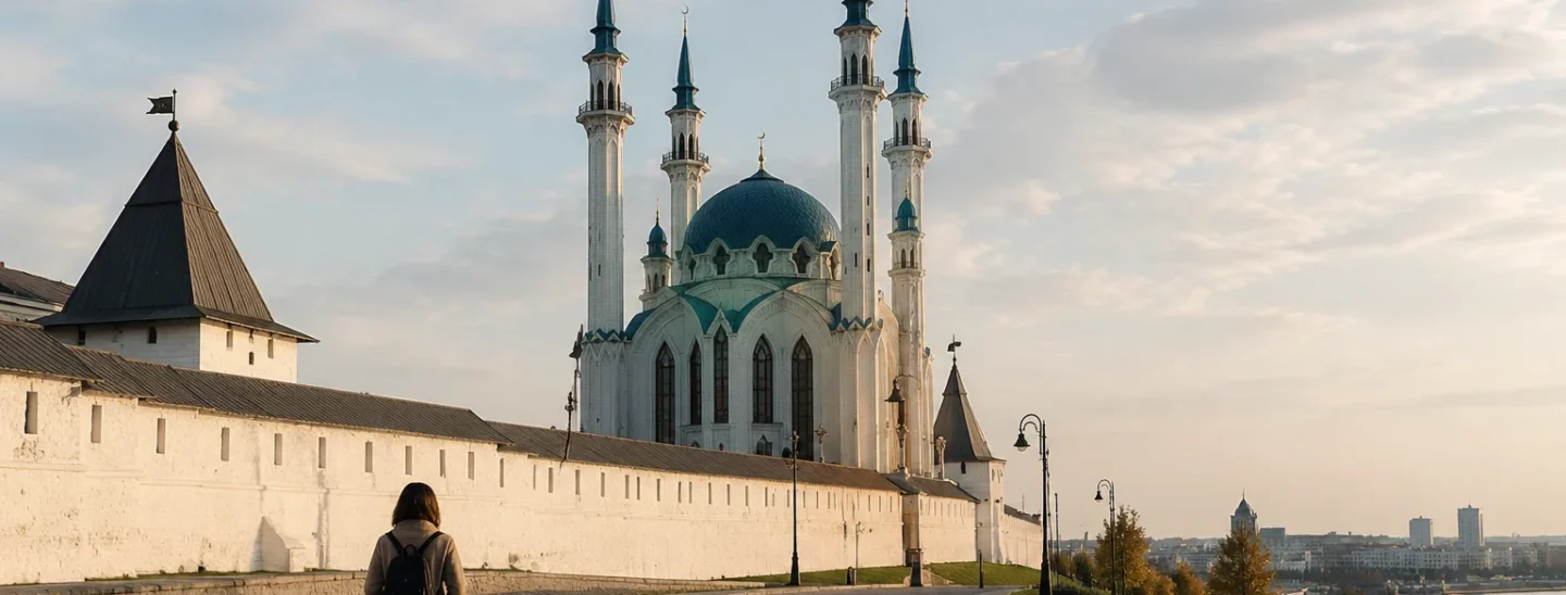 Казанский Кремль и мечеть Кул-Шариф во время прогулки