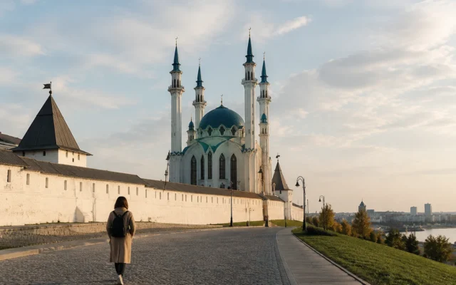 Казанский Кремль и мечеть Кул-Шариф во время прогулки