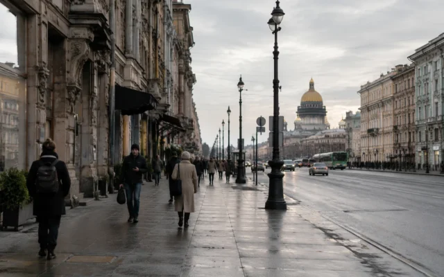 утренняя прогулка по Невскому проспекту