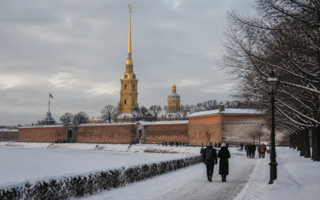Зимняя прогулка у Петропавловской крепости