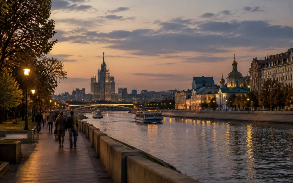 набережная Москвы-реки вечером