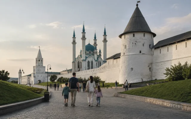 семейная прогулка по территории Казанского Кремля