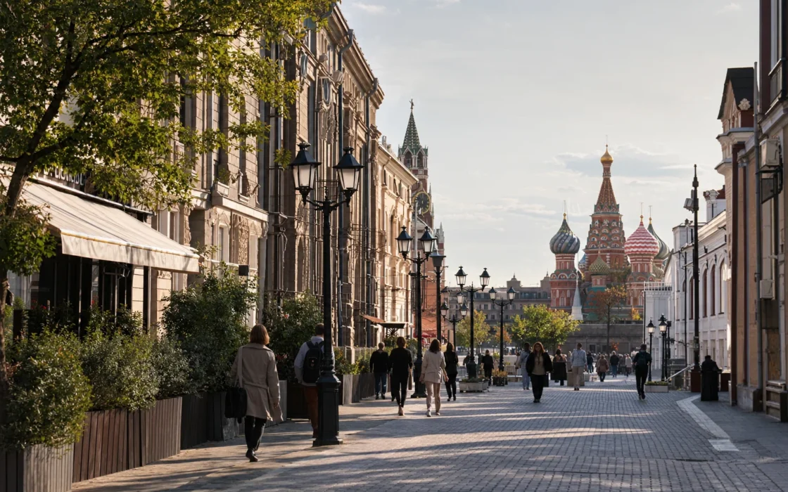 Городская прогулка в ясную погоду