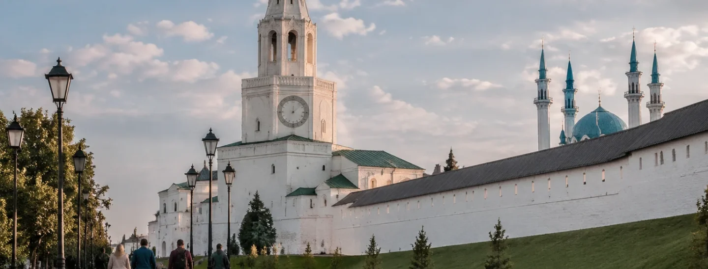 подход к стенам Казанского Кремля со стороны города