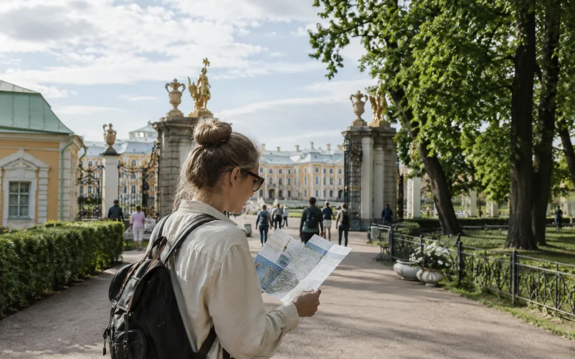 Подготовка маршрута перед прогулкой по Петергофу