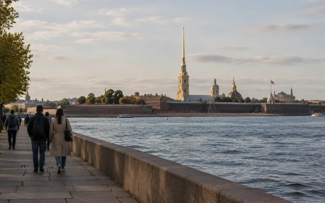 Петропавловская крепость с набережной