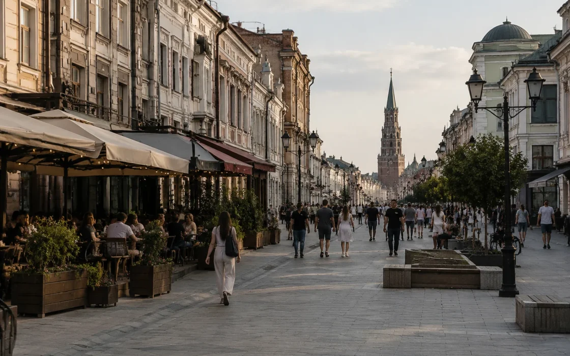 Пешеходная улица Баумана в центре Казани