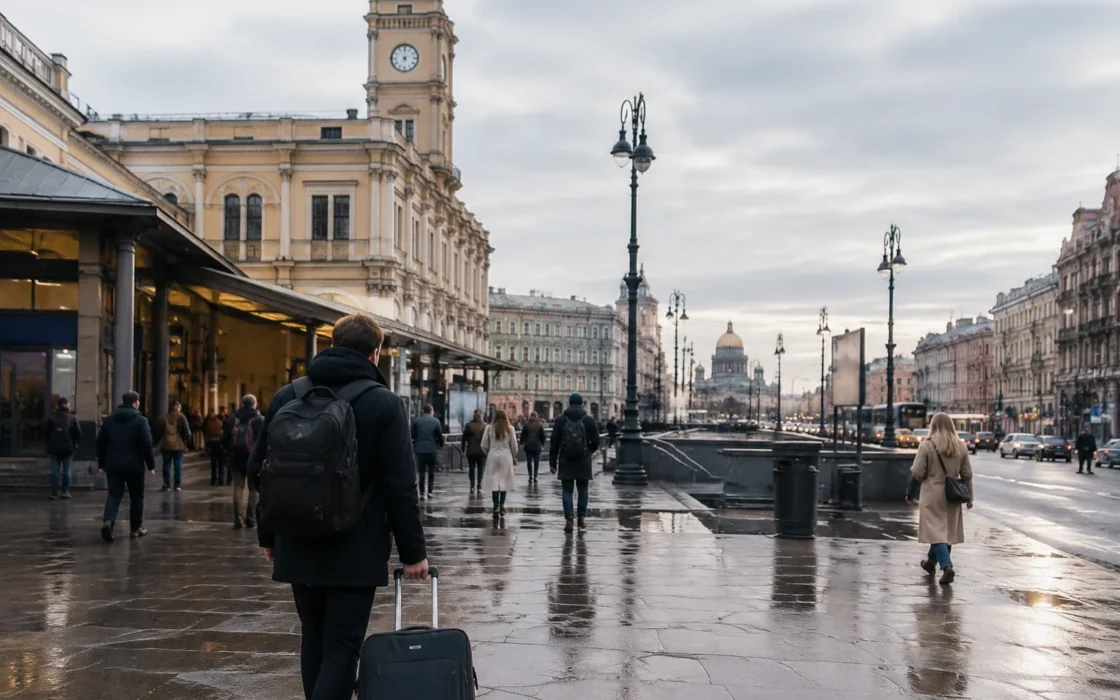 Пешеходный маршрут от вокзала к центральным районам Петербурга