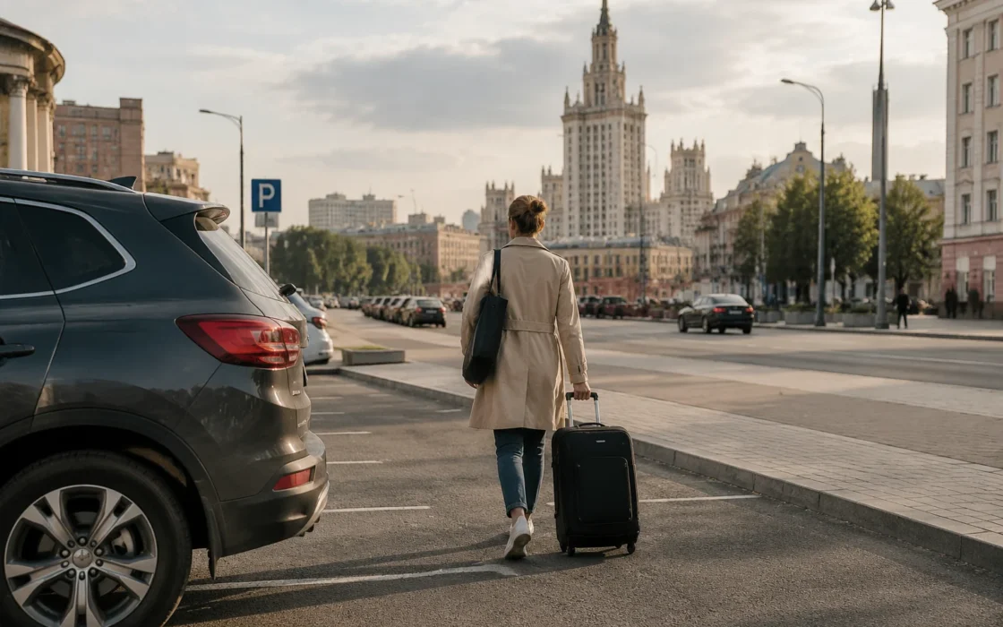 Возвращение к машине после прогулки по новому району