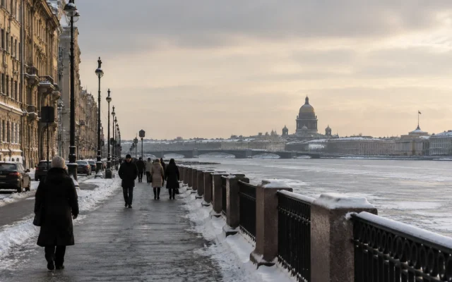 зимняя прогулка у воды в Санкт-Петербурге