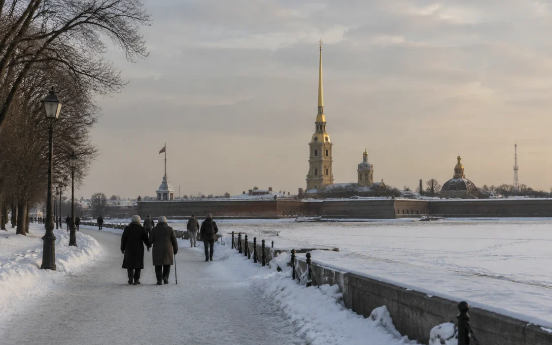 Зимняя прогулка у Петропавловской крепости